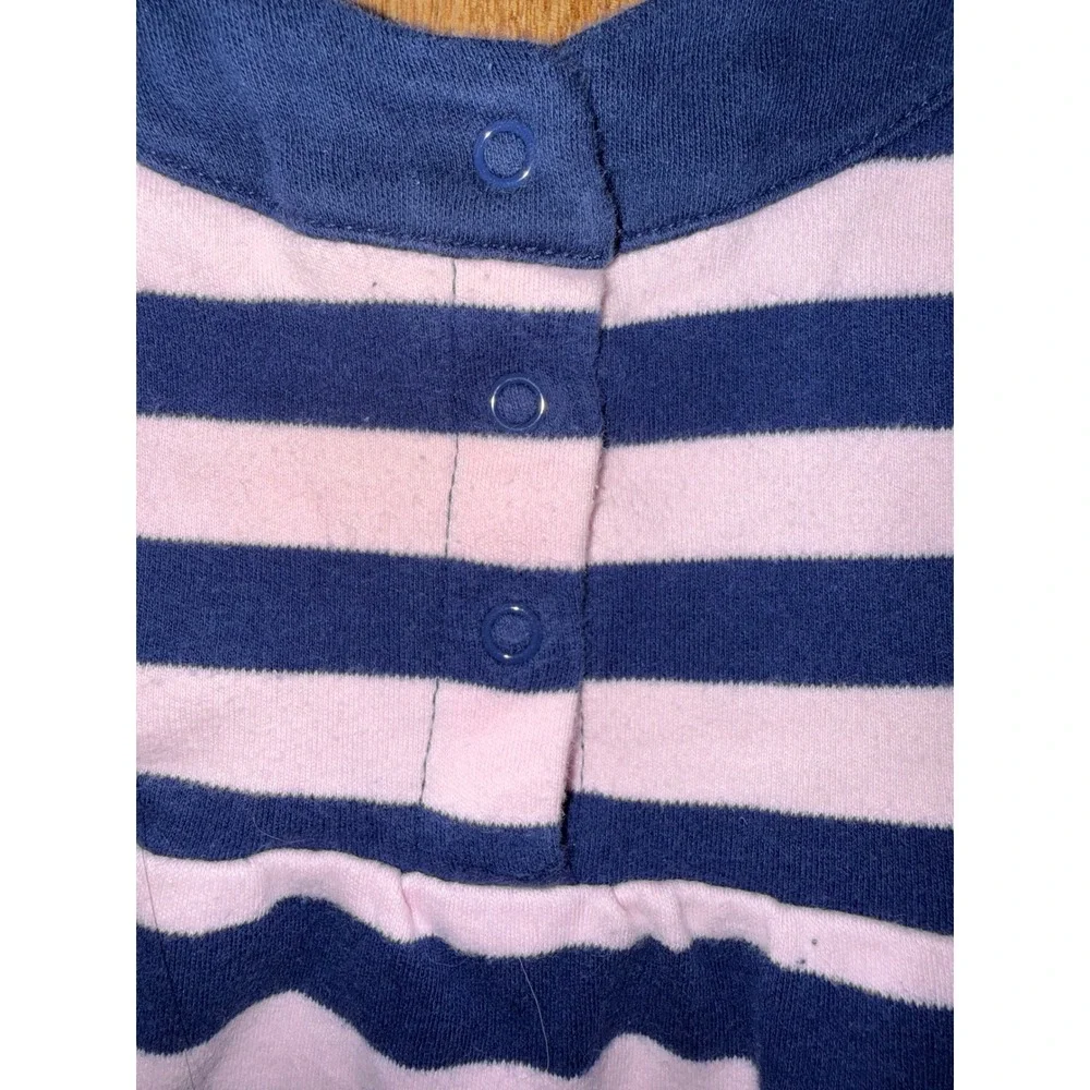 Disney Winnie the Pooh Baby Girl Striped Tunic Top Navy Pink Bow Long Sleeve